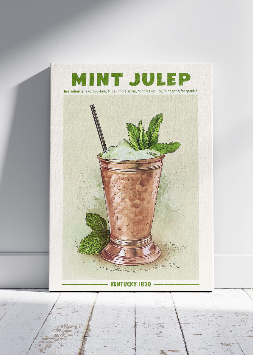 Mint Julep Classic Cocktail Poster & Canvas Print | Vintage Kentucky Bar Wall Art
