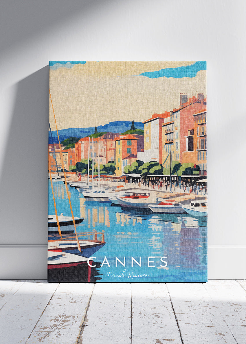 Cannes French Riviera Poster & Canvas Print – Vintage Coastal Travel Art