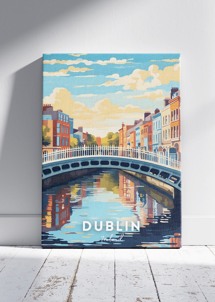 Dublin Ha'penny Bridge Poster & Canvas Print – Illustrated Ireland Wall Art