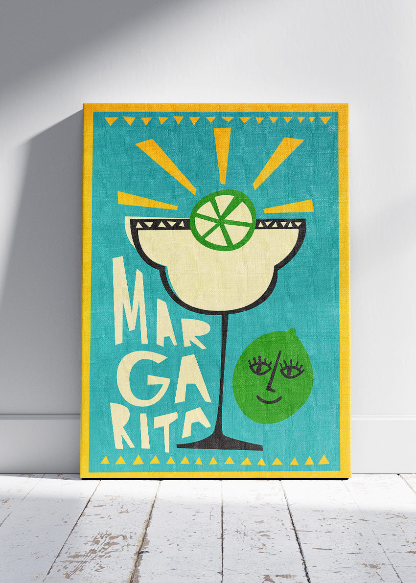 Margarita Retro Graphic Cocktail Poster & Canvas Print | Mid-Century Bar Wall Art
