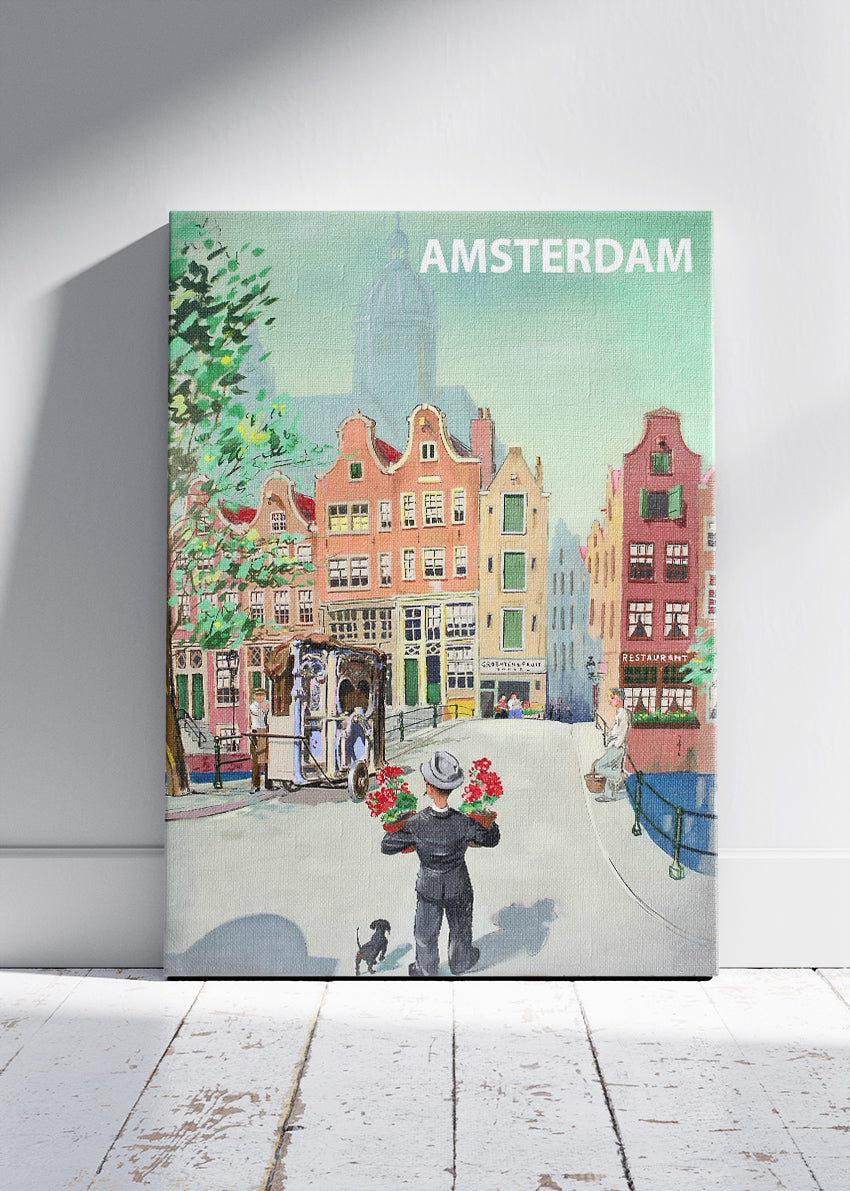 Amsterdam Vintage City Poster & Canvas Print – Retro Netherlands Street Art