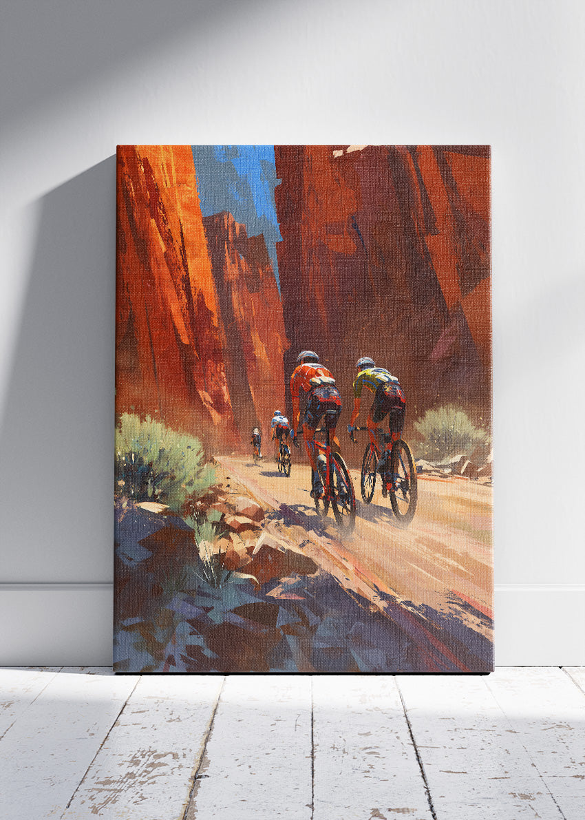Mountain Road Cycling Art Print & Canvas – Adventure Cyclist Canyon Wall Art