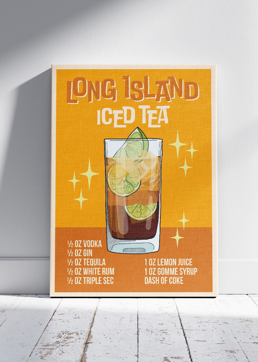 Long Island Iced Tea Retro Cocktail Poster & Canvas Print | Vintage Bar Wall Art