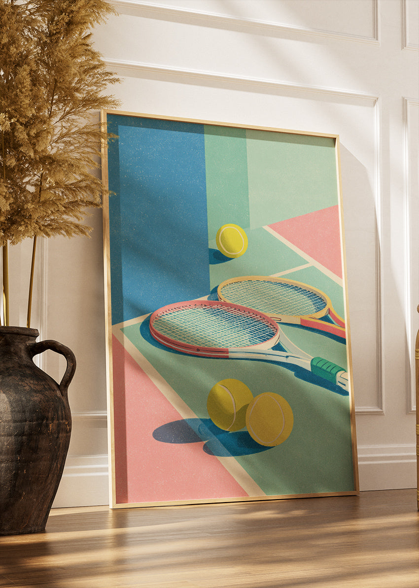 Tennis Court Rackets Poster & Canvas Print – Modern Sports Wall Art