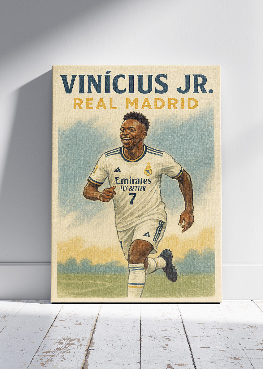 Vinícius Jr. Real Madrid Football Wall Art | Dynamic Winger Poster & Canvas
