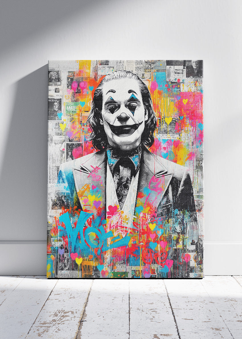Joker – Urban Graffiti Collage Canvas & Poster Print – AI PRINT LAB