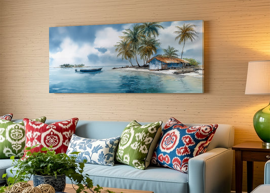 Tropical Island Panoramic Canvas Wall Art – AI PRINT LAB
