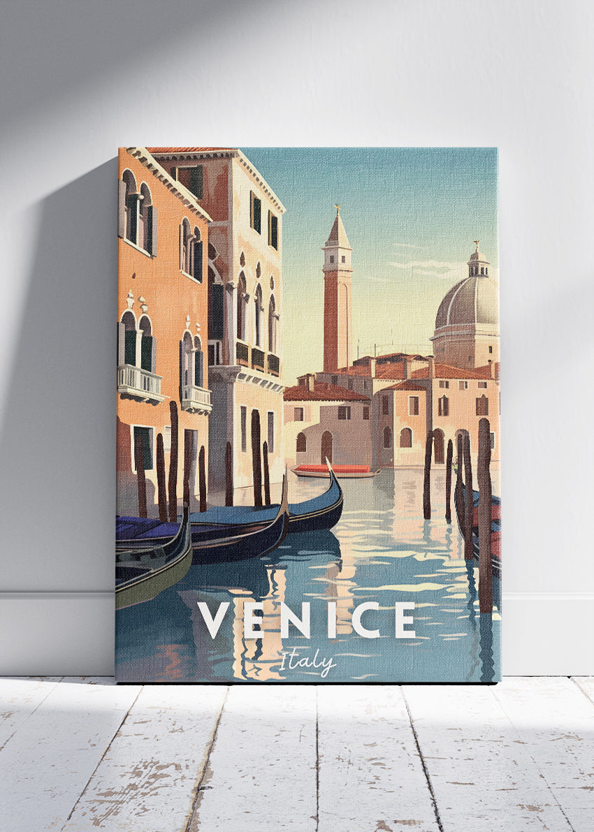 Venice Italy Poster & Canvas Print – Illustrated Canal View Art