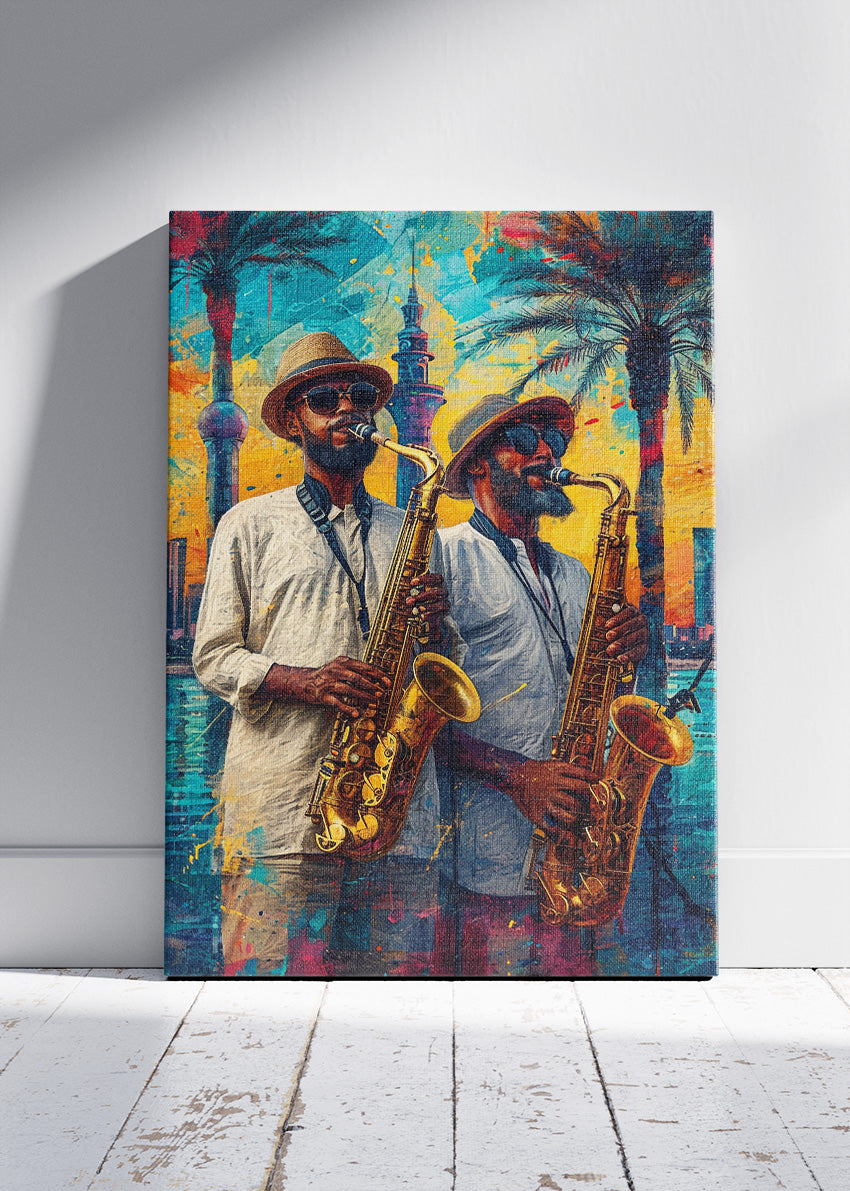 Sunset Jazz Duo Canvas & Poster Print – AI PRINT LAB
