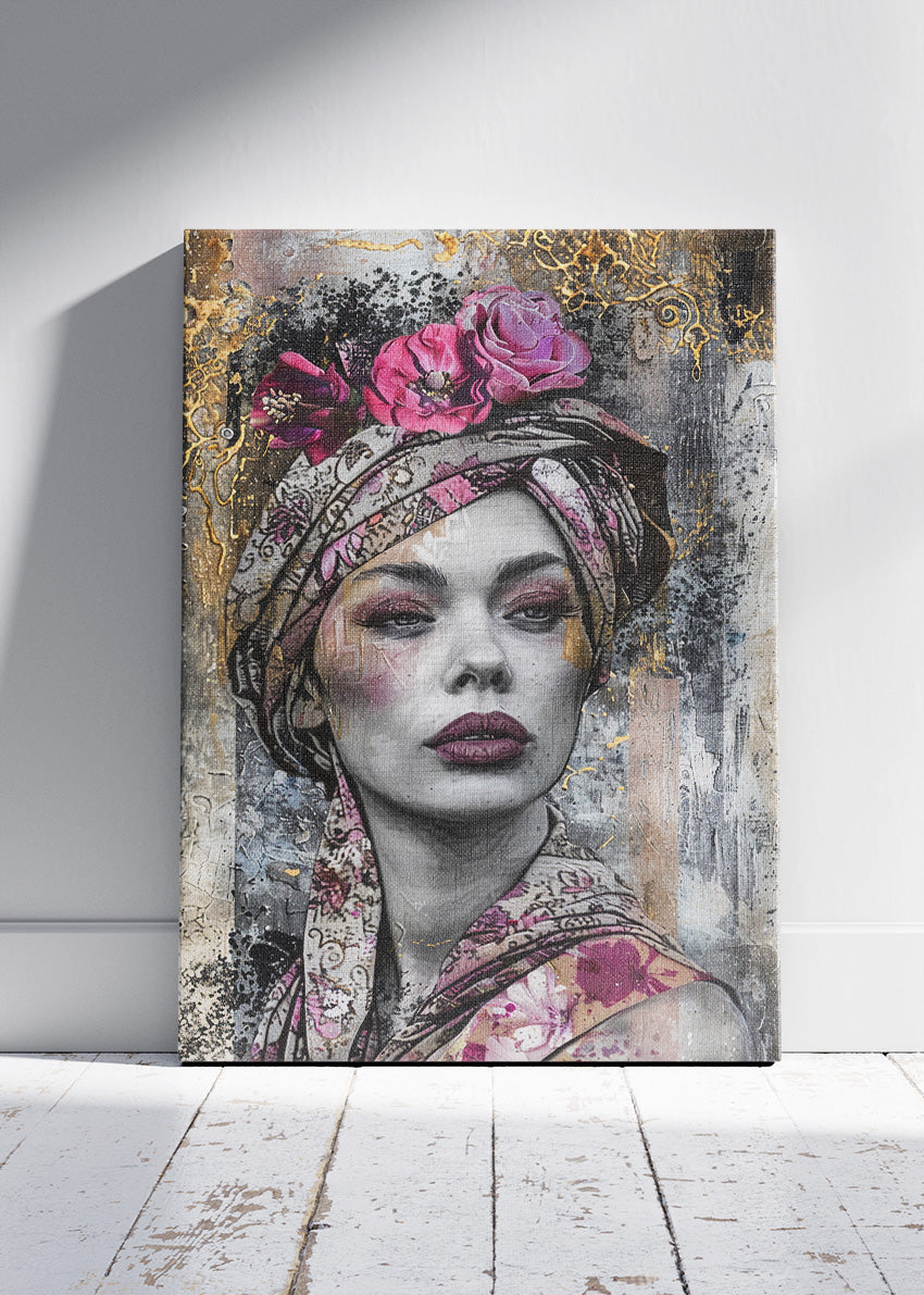 Vintage Rose Elegance Portrait Canvas & Poster Print – AI PRINT LAB