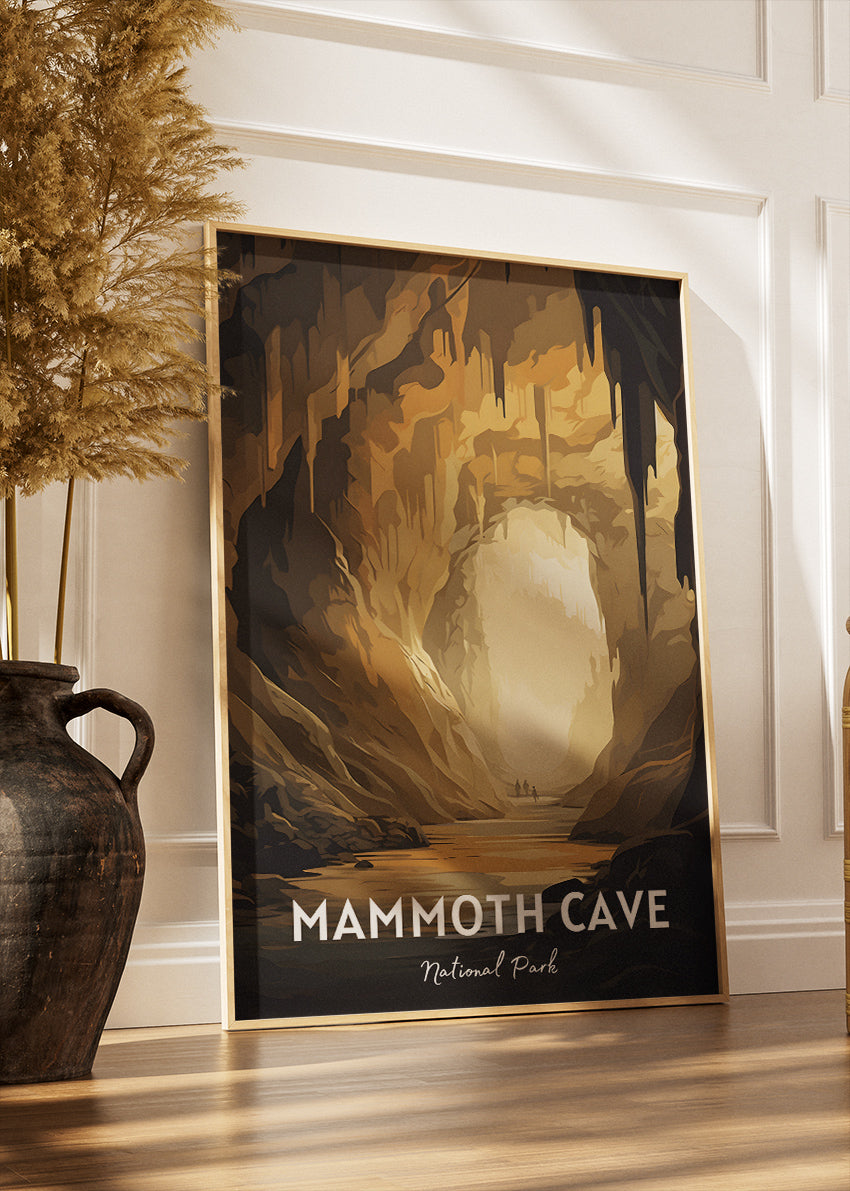 Mammoth Cave National Park Poster & Canvas Print – Illustrated Underground Cavern Wall Art