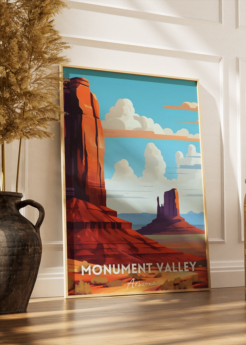 Monument Valley Arizona Poster & Canvas Print – Illustrated Desert Landscape Wall Art