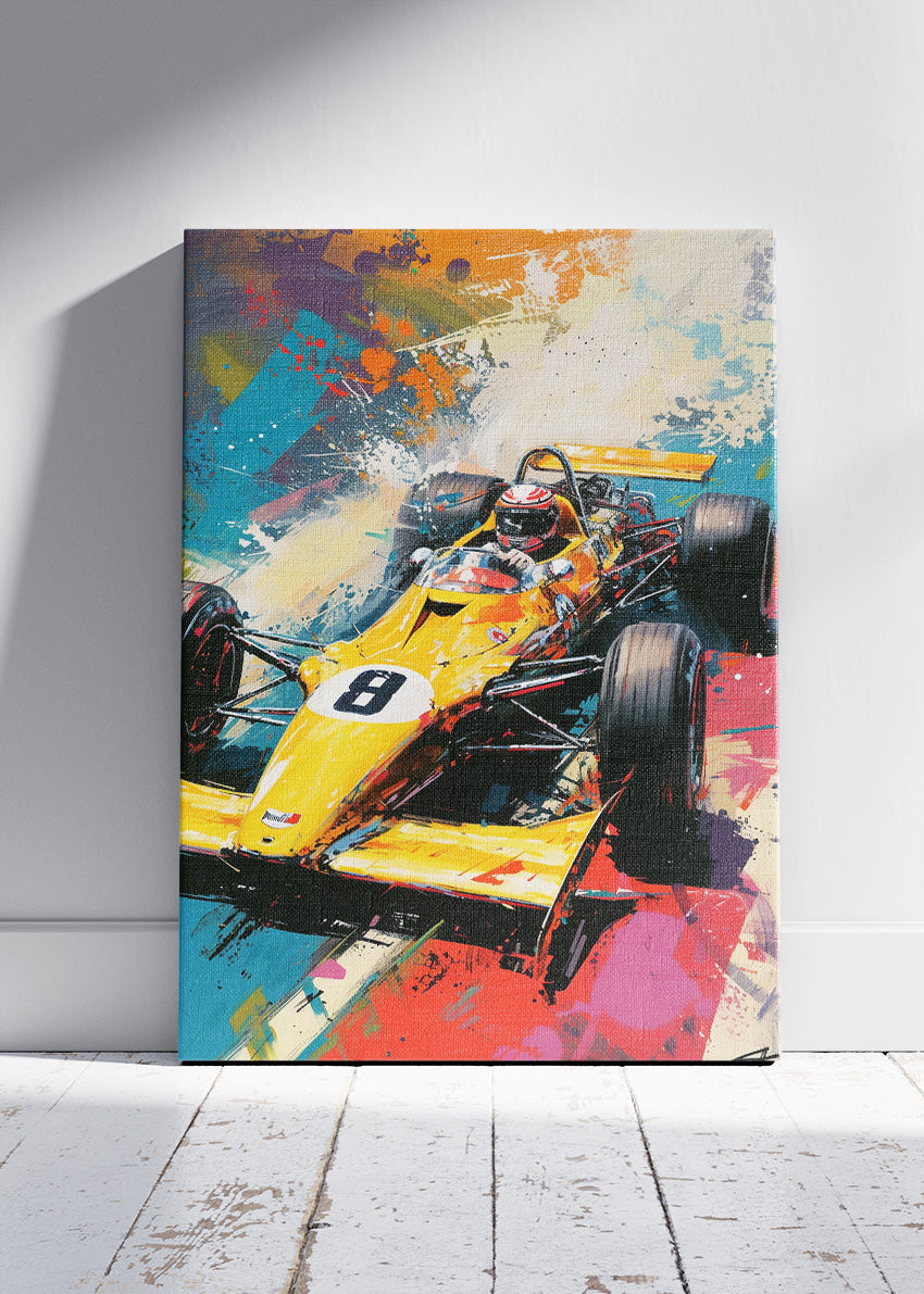 Vintage Formula Racing Car Abstract Splash Canvas Print & Poster – AI PRINT LAB