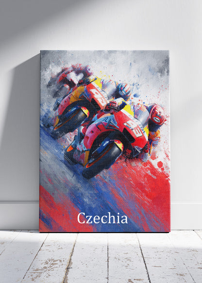 Czechia Moto Racing Duel Art Poster & Canvas