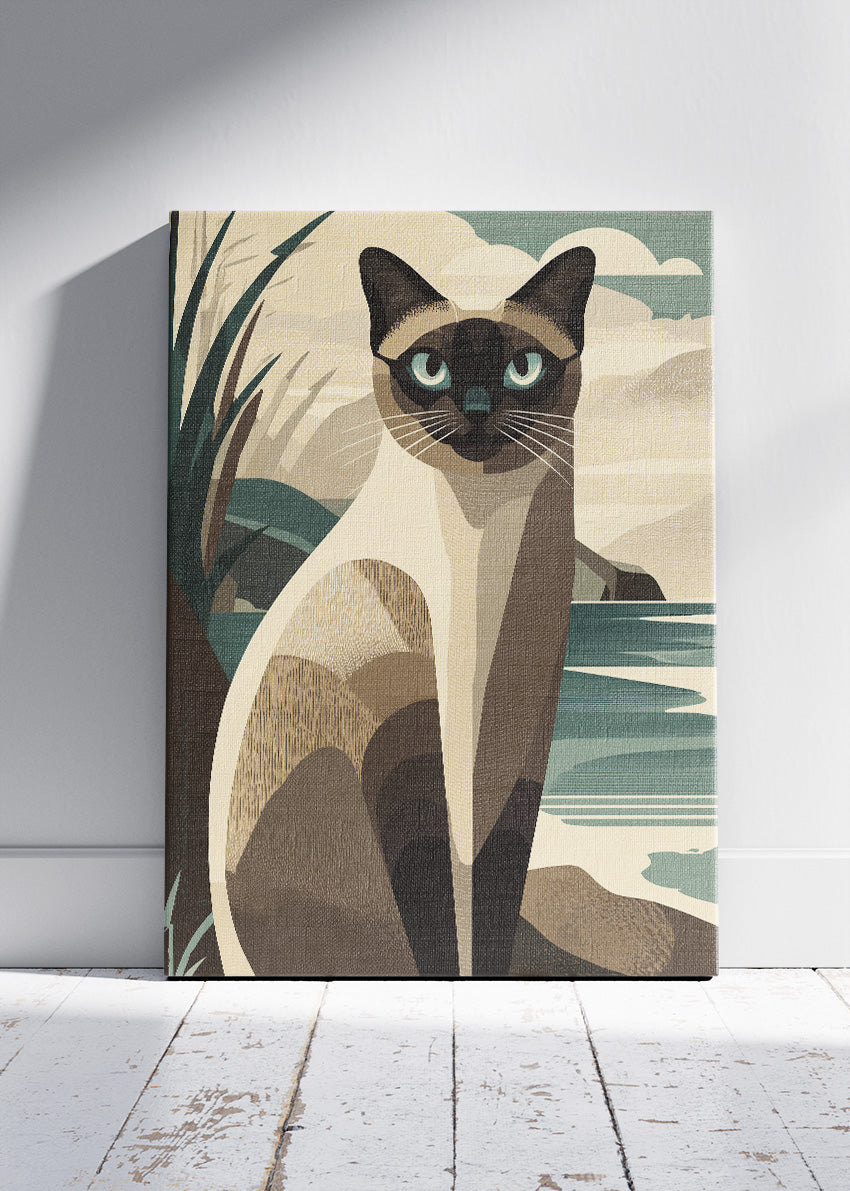 Elegant Siamese Cat Coastal Canvas & Poster Print – AI PRINT LAB