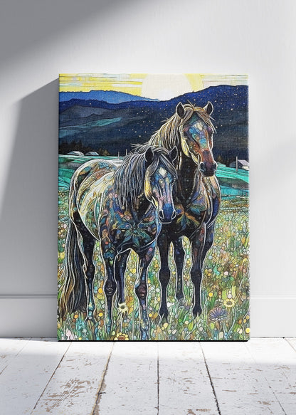 Majestic Horses Meadow Landscape Canvas & Poster Print – AI PRINT LAB