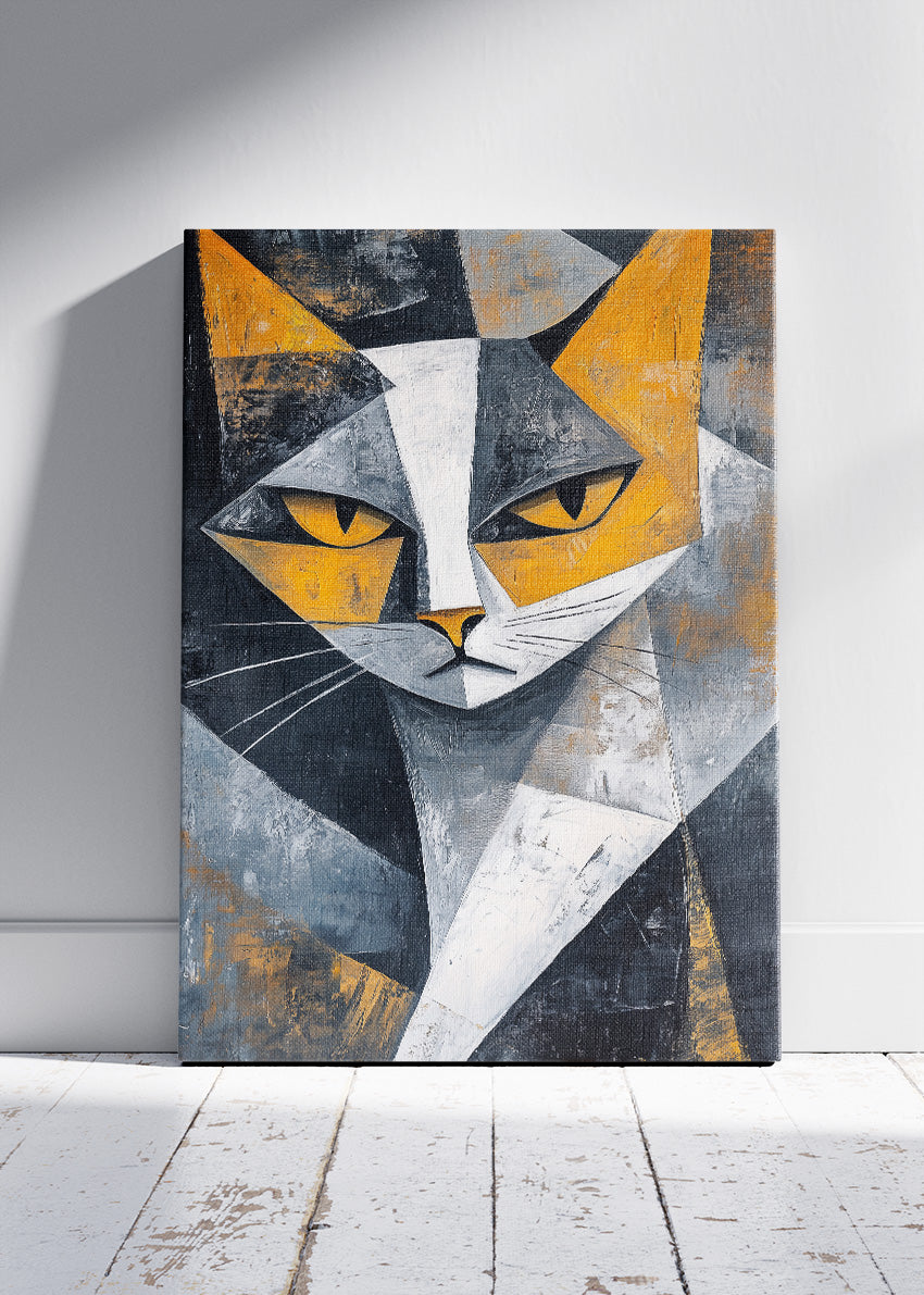 Modern Geometric Cat Abstract Canvas & Poster Print – AI PRINT LAB