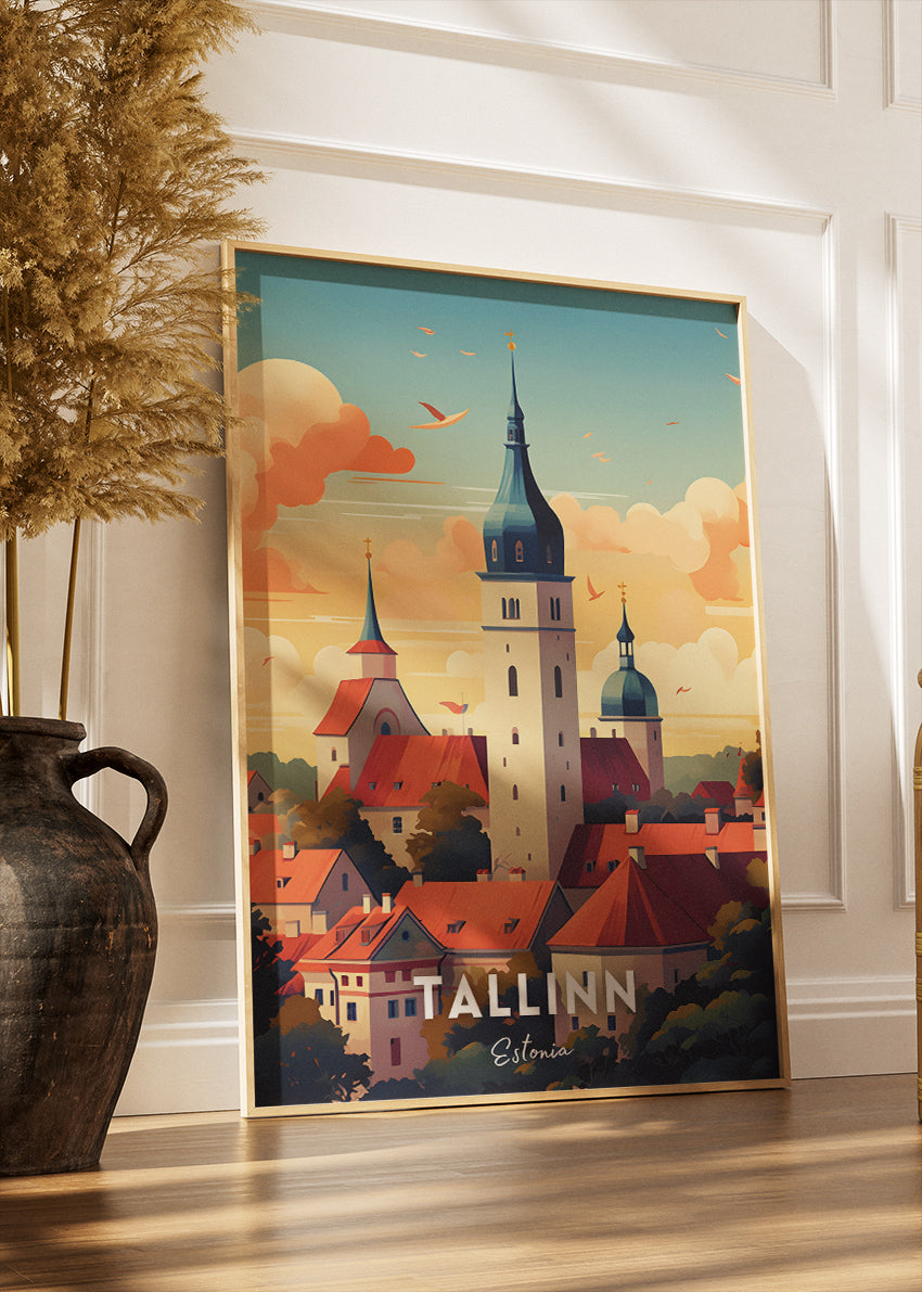 Tallinn Estonia Old Town Poster & Canvas Print – Vintage Nordic Travel Art