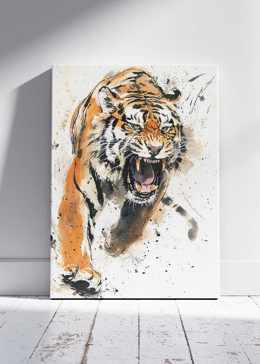 Fierce Tiger Ink Splash Canvas & Poster Print – AI PRINT LAB