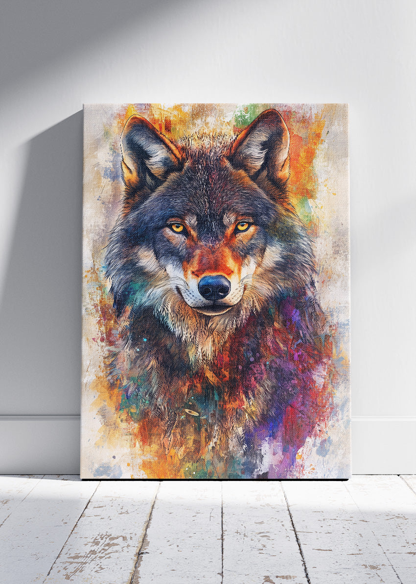 Colorful Wolf Portrait Canvas & Poster Print – AI PRINT LAB