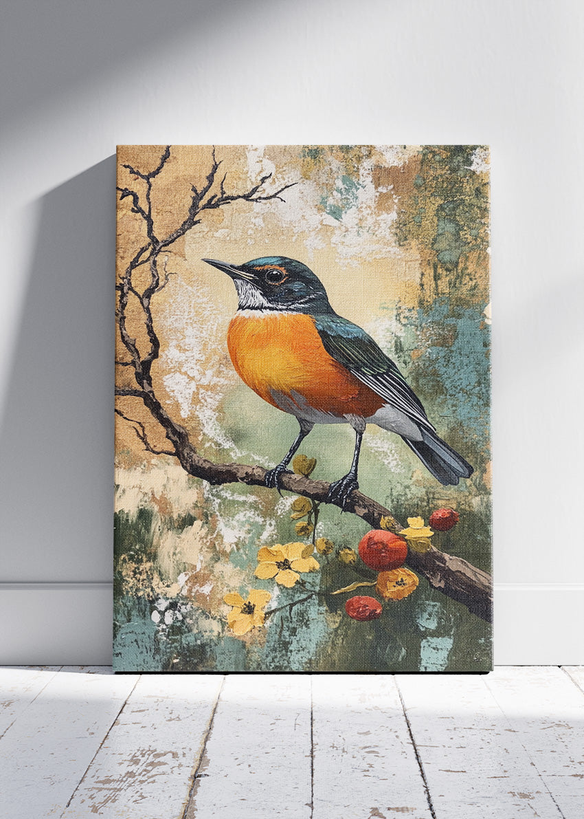 Vintage Songbird Branch Canvas & Poster Print – AI PRINT LAB
