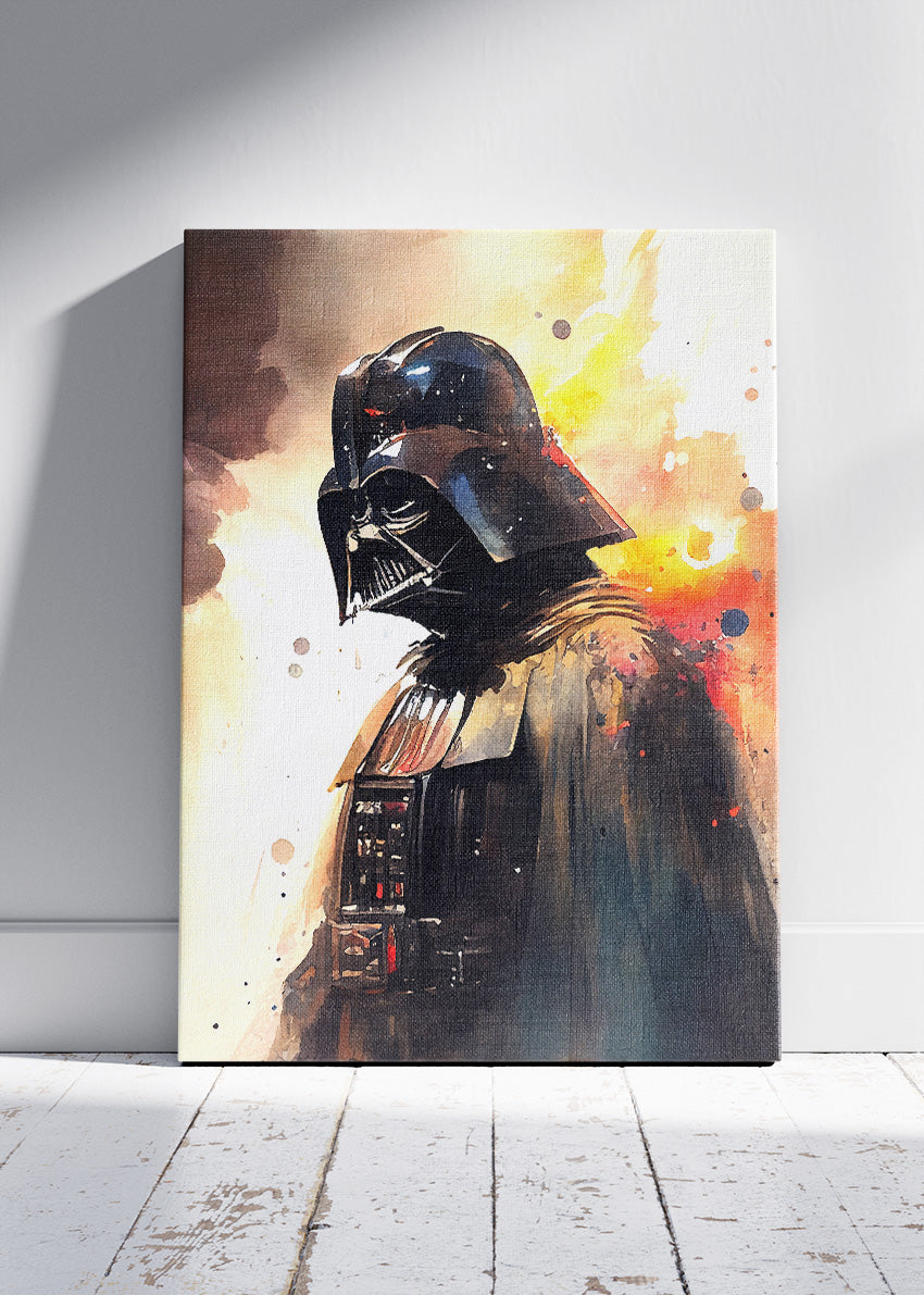 Darth Vader – Cinematic Watercolor Portrait Canvas & Poster Print – AI PRINT LAB