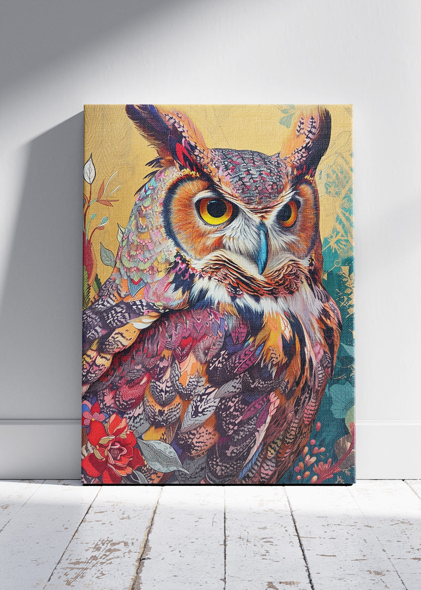 Colorful Ornate Owl Canvas & Poster Print – AI PRINT LAB
