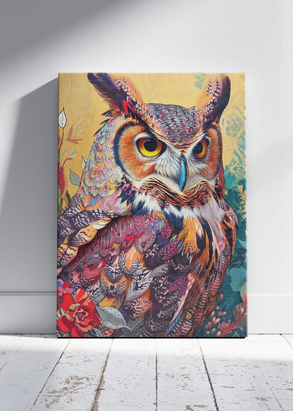 Colorful Ornate Owl Canvas & Poster Print – AI PRINT LAB