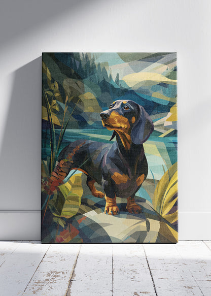 Geometric Dachshund Nature Canvas & Poster Print – AI PRINT LAB