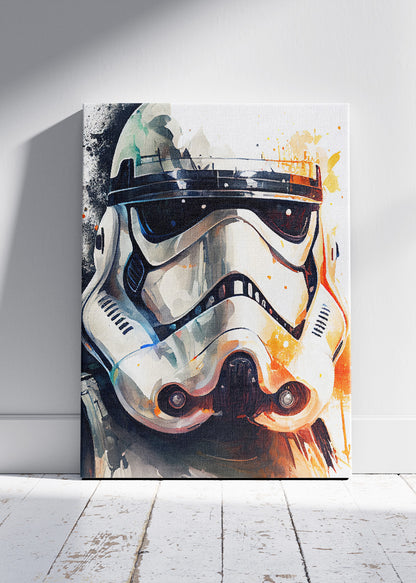 Stormtrooper – Watercolor Sci-Fi Helmet Canvas & Poster Print – AI PRINT LAB