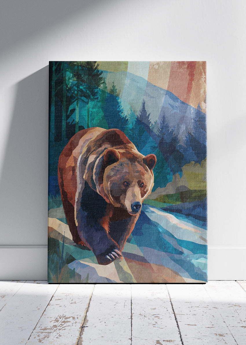 Majestic Brown Bear Forest Canvas & Poster Print – AI PRINT LAB