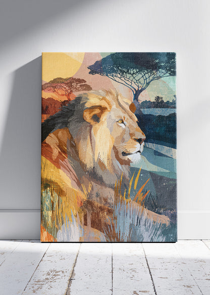 African Lion Savannah Canvas & Poster Print – AI PRINT LAB