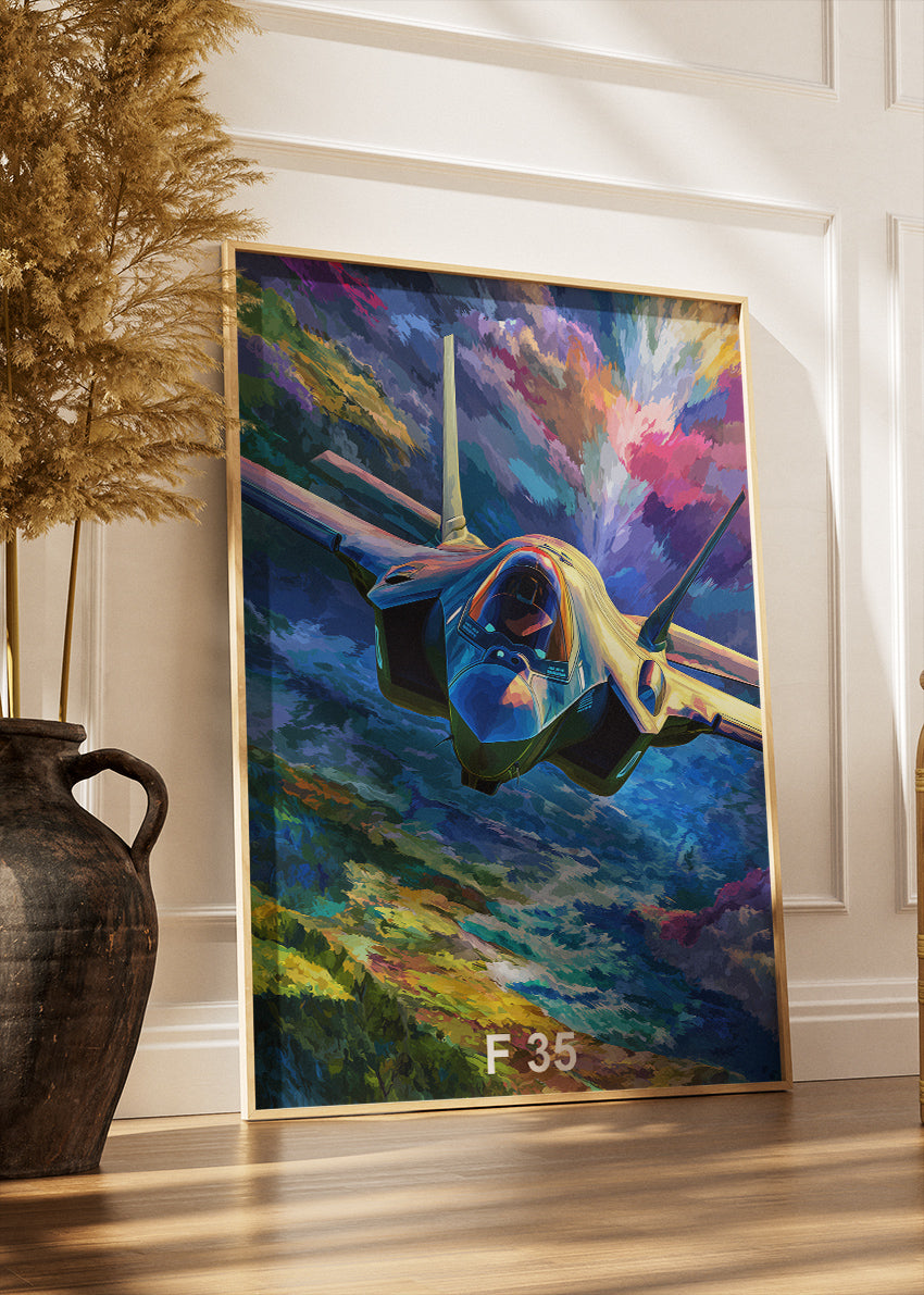 F-35 Lightning II Poster & Canvas Print – Vibrant Stealth Jet Wall Art
