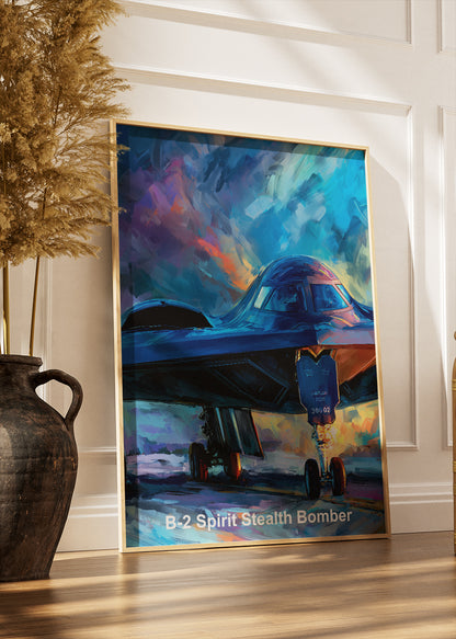 B-2 Spirit Stealth Bomber Canvas Print – Vibrant Military Aviation Art