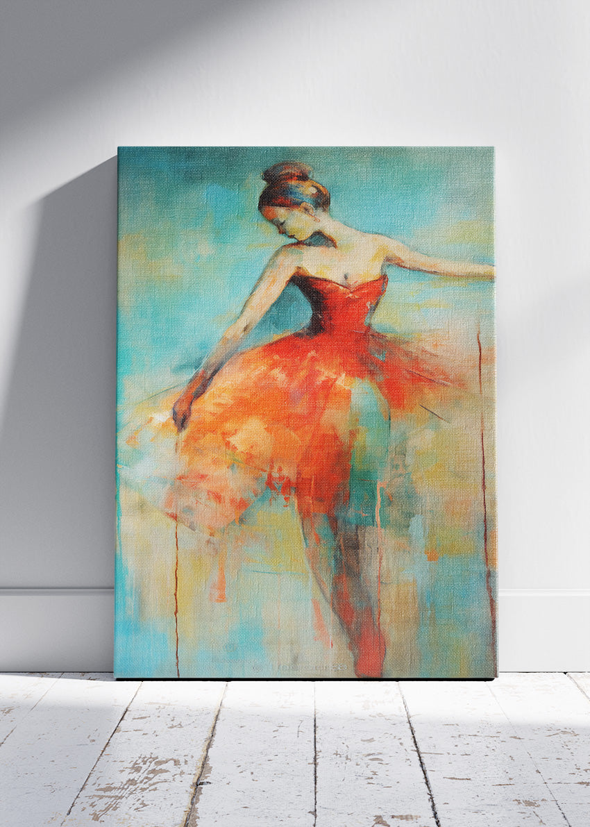 Abstract Ballerina in Red Dress Canvas & Poster Print – AI PRINT LAB