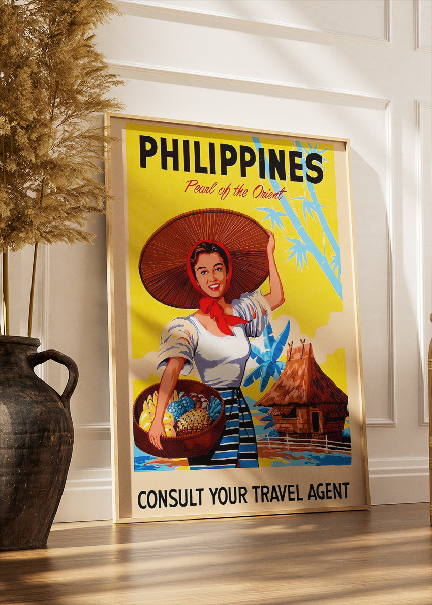 Philippines Vintage Poster & Canvas Print – Retro Pearl of the Orient Travel Art