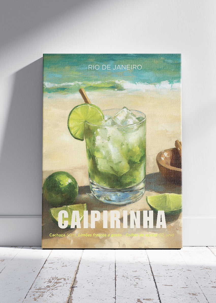 Caipirinha Cocktail Poster & Canvas Print | Rio de Janeiro Beach Bar Wall Art