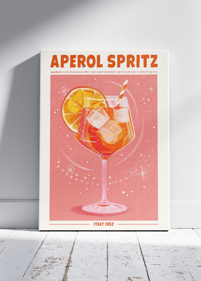 Aperol Spritz Modern Cocktail Poster & Canvas Print | Retro Italian Bar Wall Art