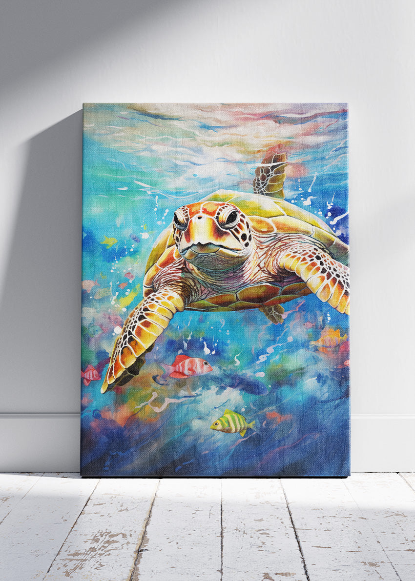 Colorful Sea Turtle Ocean Canvas & Poster Print – AI PRINT LAB