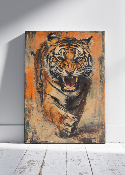 Roaring Tiger Vintage Grunge Canvas & Poster Print – AI PRINT LAB