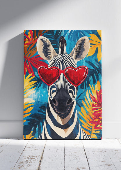 Stylish Zebra Heart Glasses Canvas & Poster Print – AI PRINT LAB
