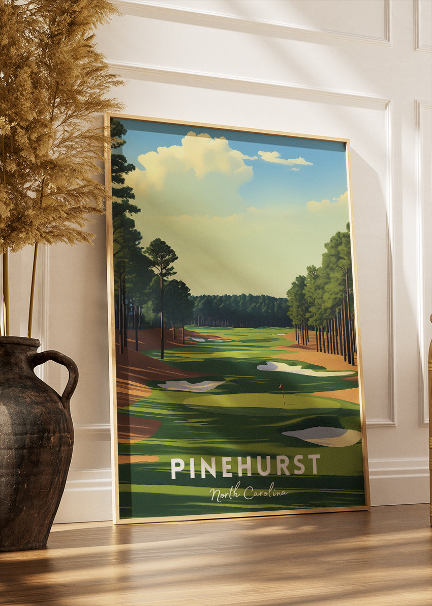 Pinehurst North Carolina Poster & Canvas Print – Illustrated Golf Course Wall Art