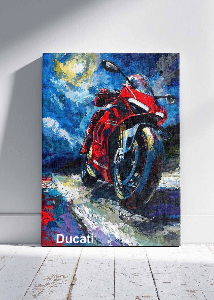 Ducati Night Rider Speed Art Poster & Canvas