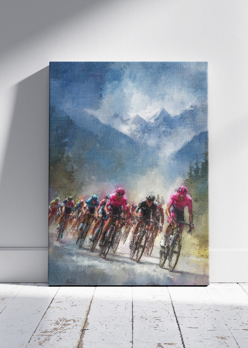 Mountain Peloton Cycling Art Print & Canvas – High Alpine Charge