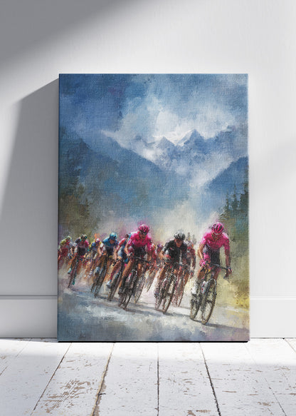 Mountain Peloton Cycling Art Print & Canvas – High Alpine Charge