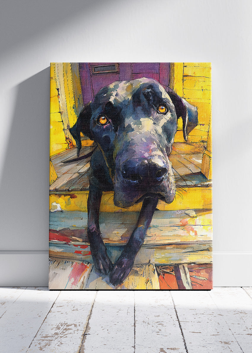 Expressive Black Labrador Canvas Print & Poster – Modern Dog Wall Art – AI PRINT LAB