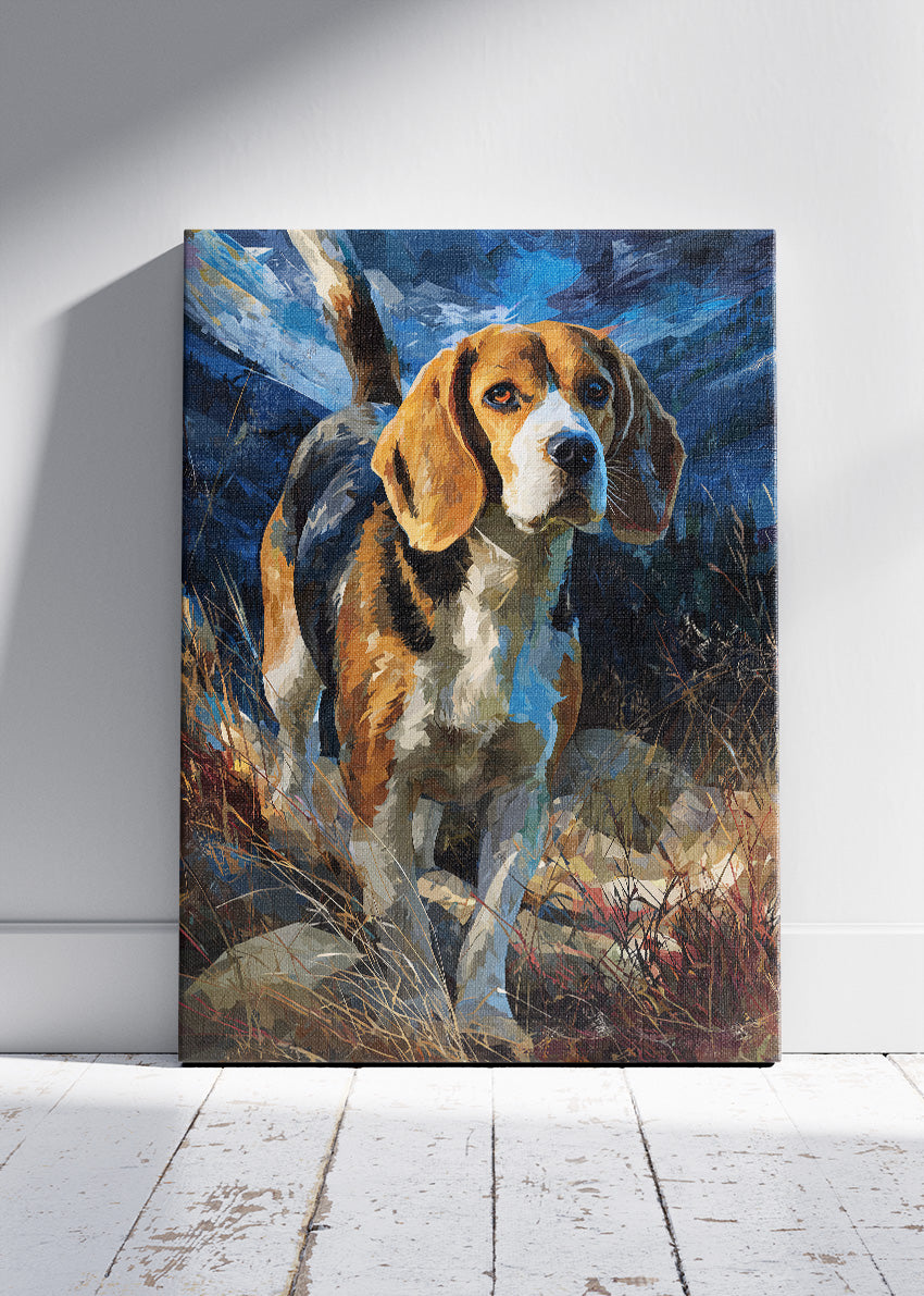 Majestic Beagle Dog Canvas Print & Poster – Expressive Hunting Dog Wall Art – AI PRINT LAB