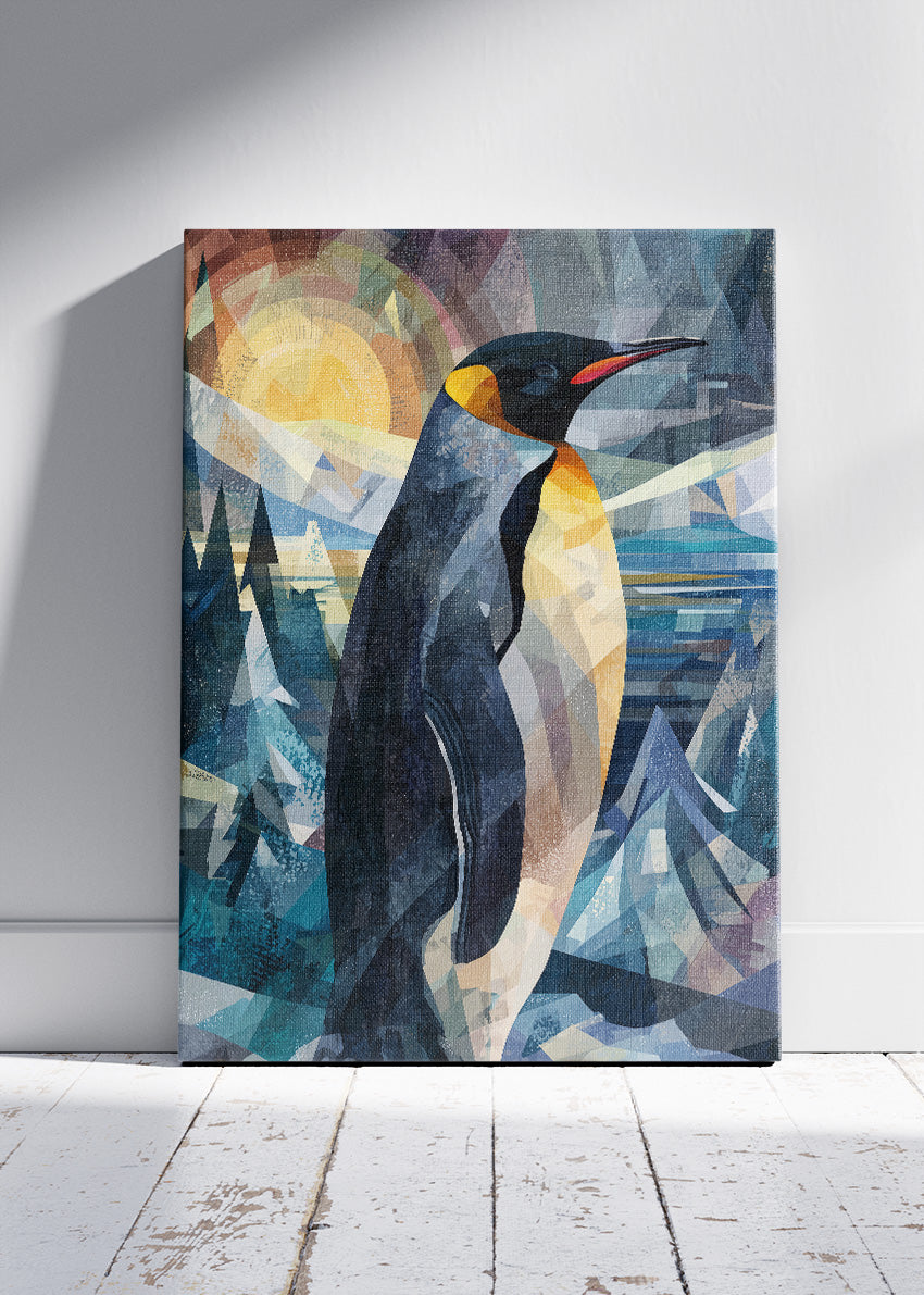 Geometric Emperor Penguin Canvas Print & Poster – Modern Arctic Wildlife Wall Art – AI PRINT LAB