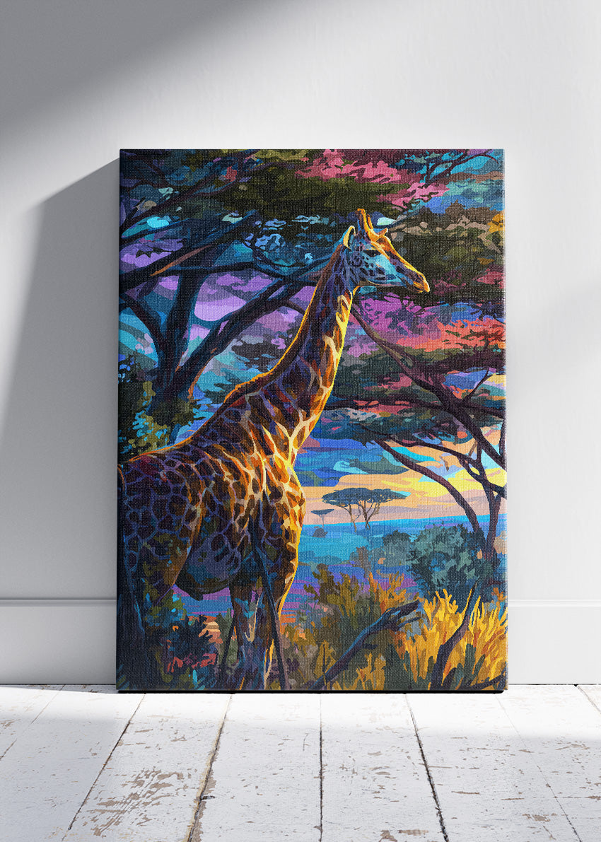 Colorful Safari Giraffe Canvas Print & Poster – Vibrant African Wildlife Wall Art – AI PRINT LAB