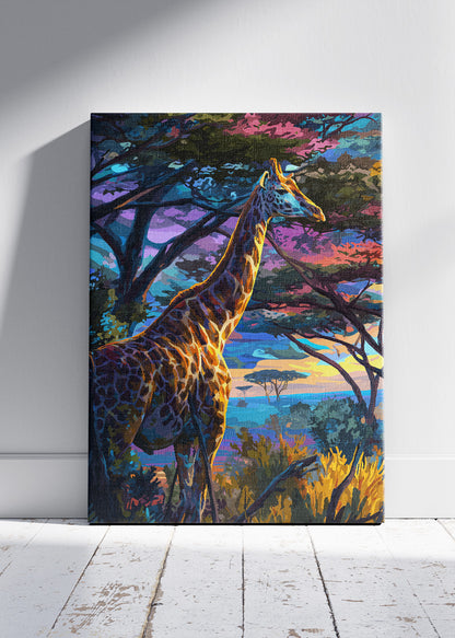 Colorful Safari Giraffe Canvas Print & Poster – Vibrant African Wildlife Wall Art – AI PRINT LAB